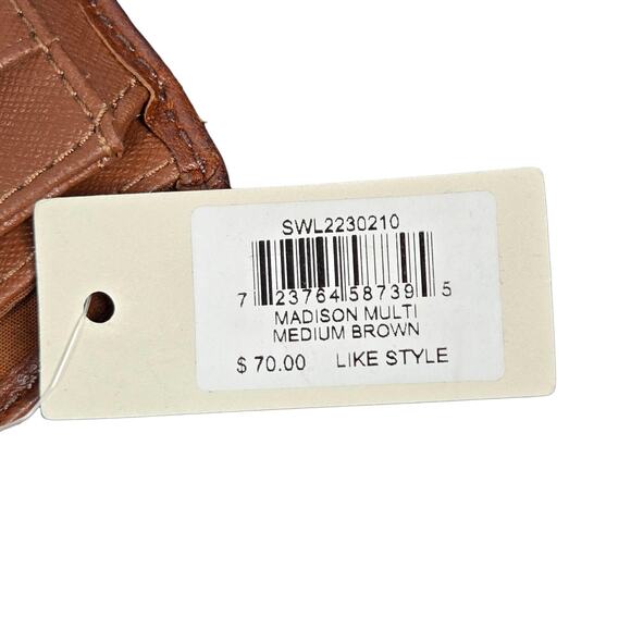 Fossil Wallet Womens Medium Brown Madison Multi Trifold Zip Coin SWL2230210 - Picture 7 of 10